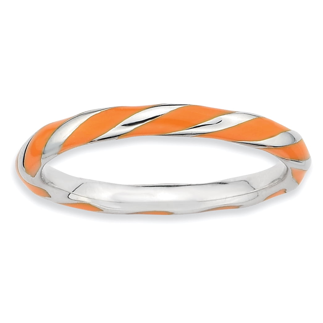 Stackable Expressions Sterling Silver Twisted Orange Enameled Ring ...