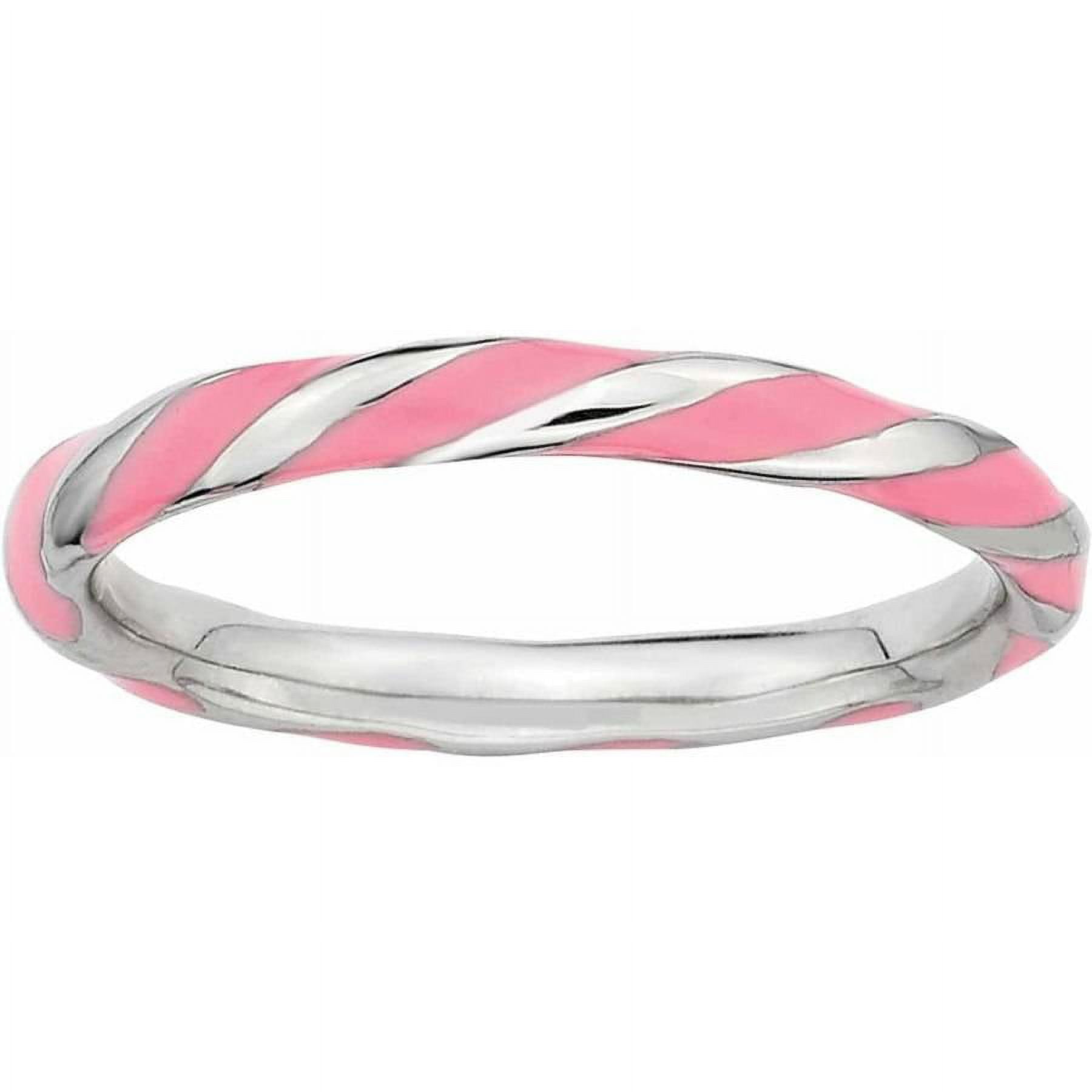 Stackable Expressions Sterling Silver Twisted Pink Enameled Ring ...