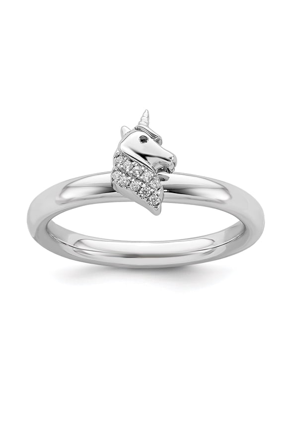 Sterling Silver Unicorn Diamond Ring