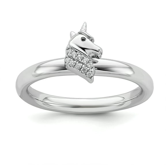 Stackable Expressions Sterling Silver Unicorn Diamond Ring