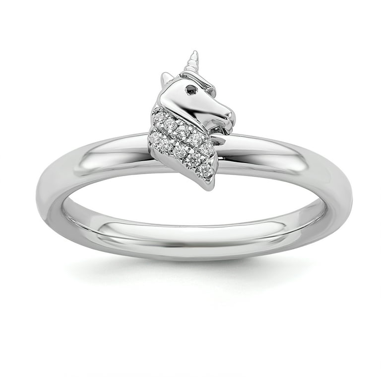 Sterling Silver Stackable Expressions Unicorn Diamond Ring Sterling Silver Stackable Expressions Unicorn Diamond Ring