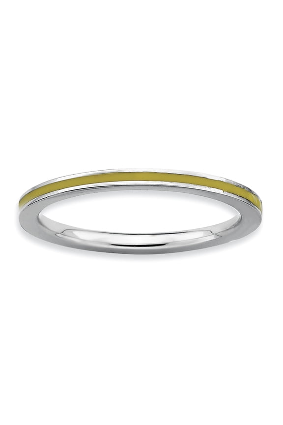 Stackable Expressions Sterling Silver  Yellow Enameled 1.5mm Ring