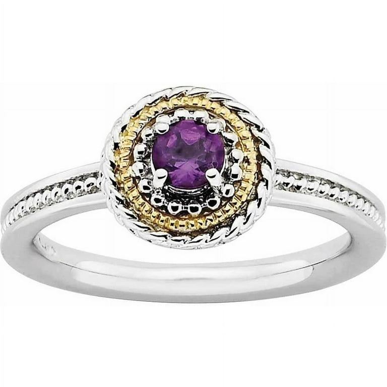 Sterling Silver Stackable Expressions Amethyst Round Ring Sterling Silver Stackable Expressions Amethyst Round Ring