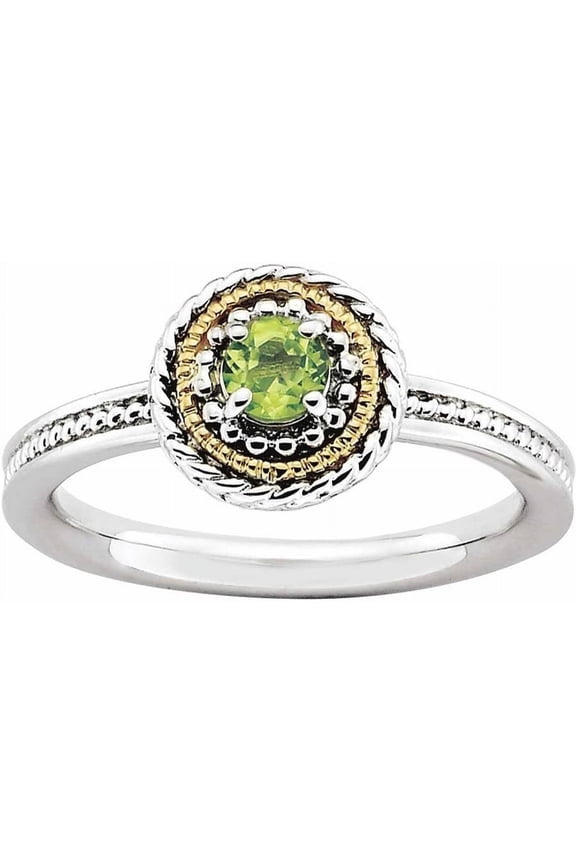Sterling Silver and 14 Karat Yellow Gold Accent Peridot Ring