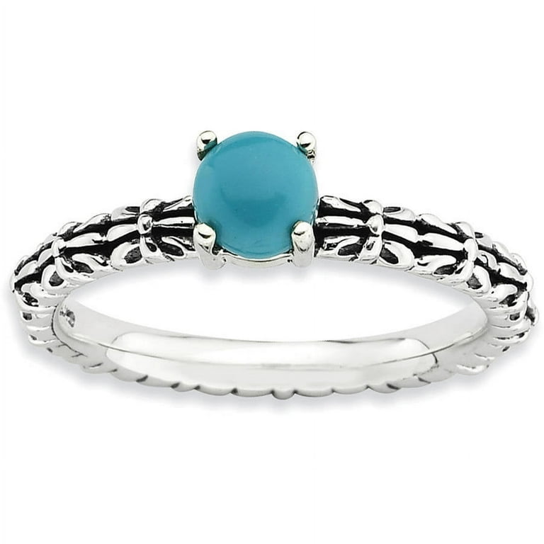 Sterling Silver Antiqued Finish Turquoise Ring Sterling Silver Antiqued Finish Turquoise Ring