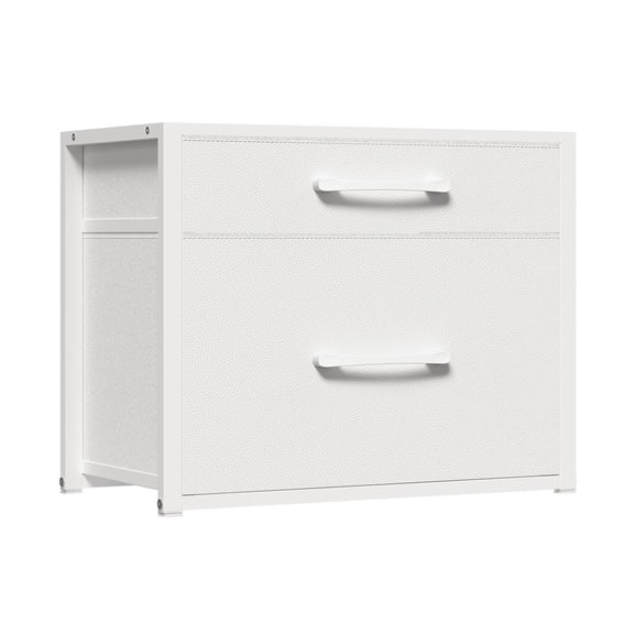 Stackable Fabric Closet Organizer with 2 Storage Drawers, White