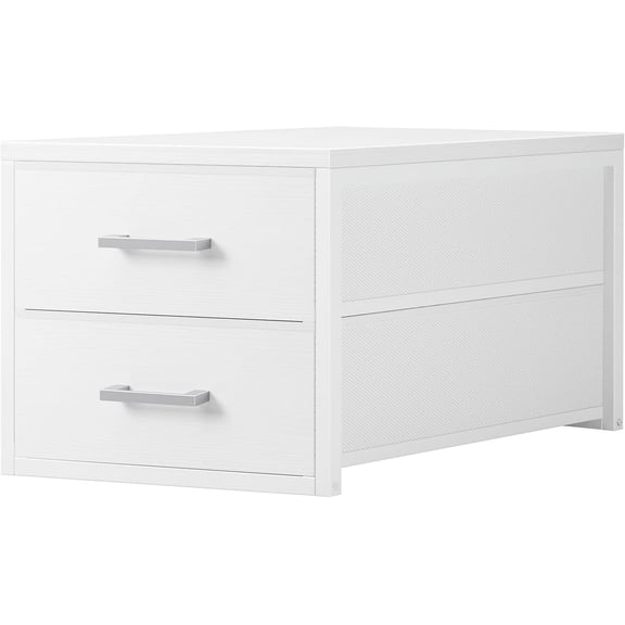 Stackable Fabric Storage Drawers White 2 Drawer Closet Organizer Deep Size