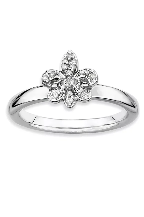 Stackable Flue Di Les Ring, Unique Engagement Wedding Diamond Ring, 1.5 Ct Simulated Diamond, 14K White Gold Plated, Bridemaids Gift Ring