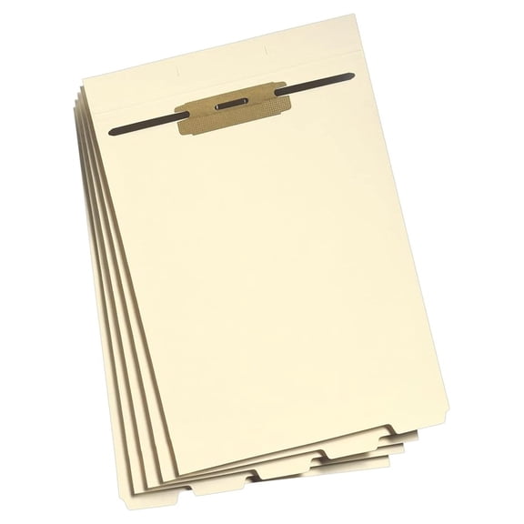 Stackable Folder Divider with Fastener, Bottom 1/5-Cut Tab, Letter Size, Manila, 50 per Box (35600)