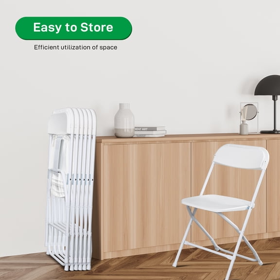 Stackable Folding Chairs Heavy Duty, Plastic Metal Folding Chair for Home Office Church Parties, 350 lbs Capacity Lightweight with Upright Locking No Assembly Required