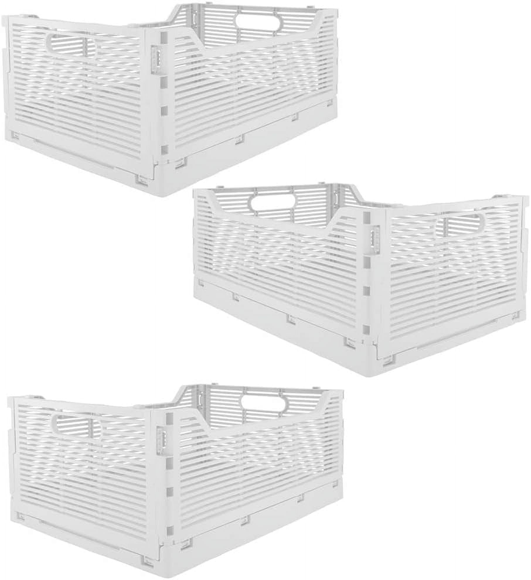 Stackable Folding Desk/Beauty/Closet Storage Crate Foldable Space Saving Bins for Home Kitchen