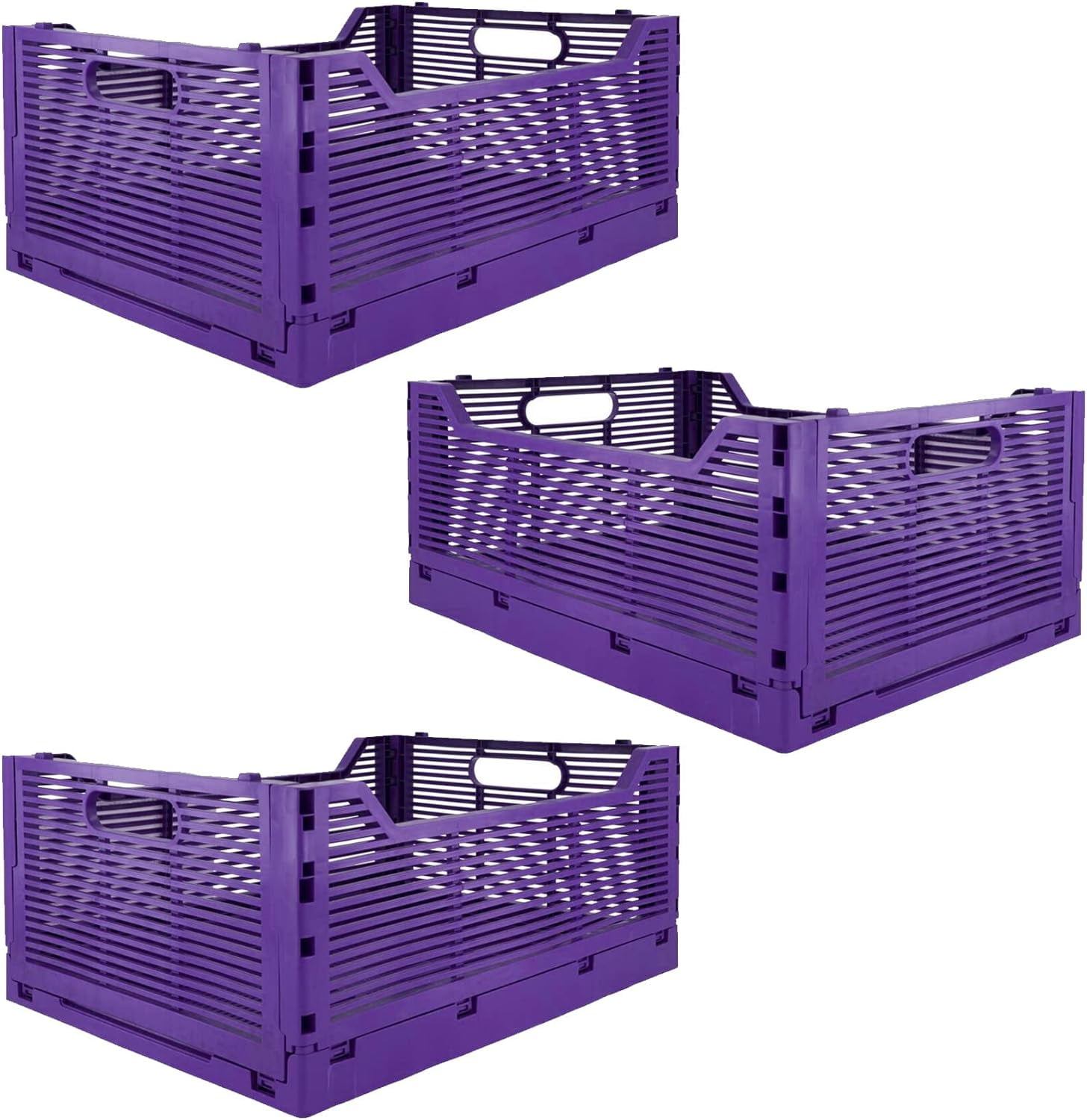 Stackable Folding Desk/Beauty/Closet Storage Crate Foldable Space Saving Bins for Home Kitchen