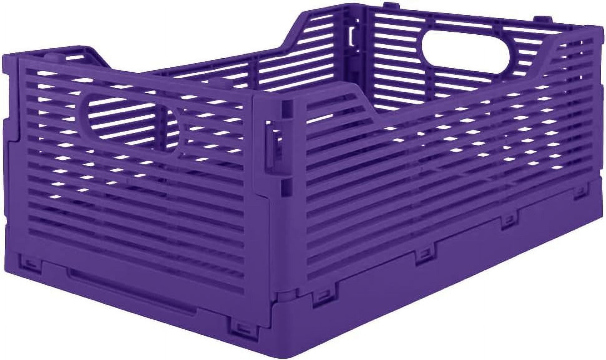 Stackable Folding Desk/Beauty/Closet Storage Crate Foldable Space Saving Bins for Home Kitchen