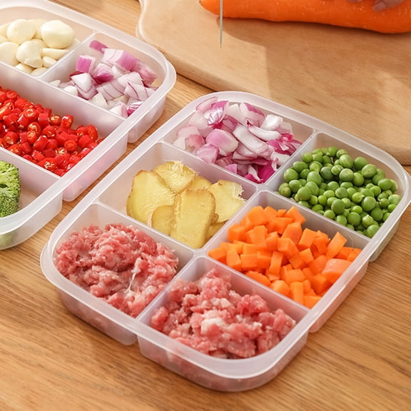 Stackable Food Storage Containers with Lids, 24x19x4cm Transparent Refrigerator Organizer, Multi-Compartment Meal Prep Boxes for Fruits Vegetables Meat Seafood
