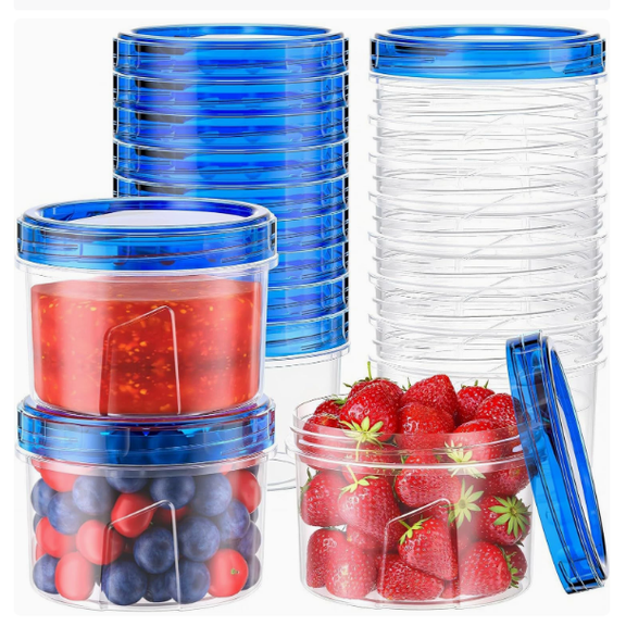 Stackable Food Storage Containers with Lids, Sealed Plastic Box for Kitchen Organizer, Microwave Freezer Safe Round Set, Small 12-Pack,