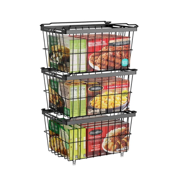 Stackable Freezer Storage Container For Produce Vegetables Snackies Extendable Wire Basket With Clear Bounds Permanent Kitchen Organization