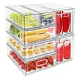 Stackable Fridge Drawers Pull Out Bins with Handle Clear Refrigerator