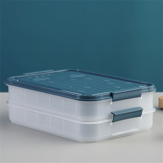 Stackable Fridge Storage Boxes with Lids,Clear Food Containers for Sausage/Meal Prep,BPA-Free Organizer,B,2PC