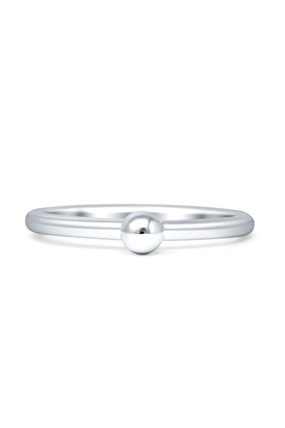 Stackable Full Ball Ring Minimalist 925 Sterling Silver Size 5