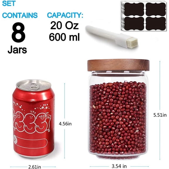 Stackable Glass Food Storage Canisters Set of 8, Airtight & for Tea, Flour, Snacks
