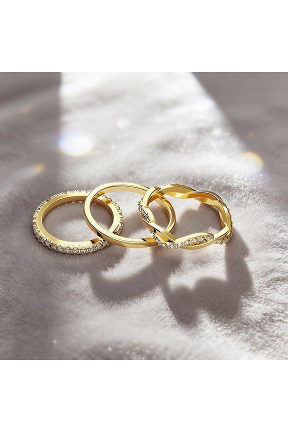 Stackable Gold Plated Rings for Women Non Tarnish, 14K Gold Diamond Rings Set Thumb Fashion Thin Cubic Zirconia Pack Simple Unique Statement Rings Jewlery 5/6/7/8/9/10