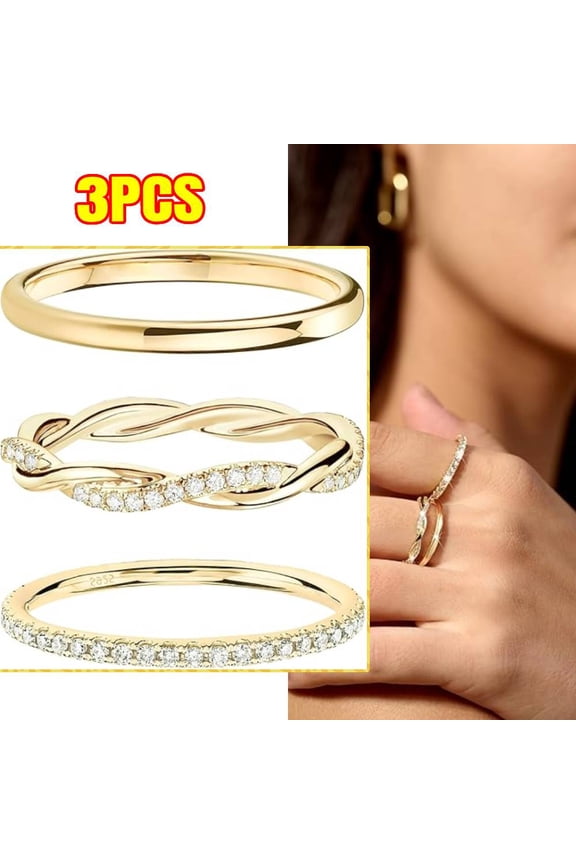 Stackable Gold Plated Rings for Women Non Tarnish, Dainty 14K Gold Diamond Rings Set Thumb Fashion Thin Cubic Zirconia Rings Jewlery