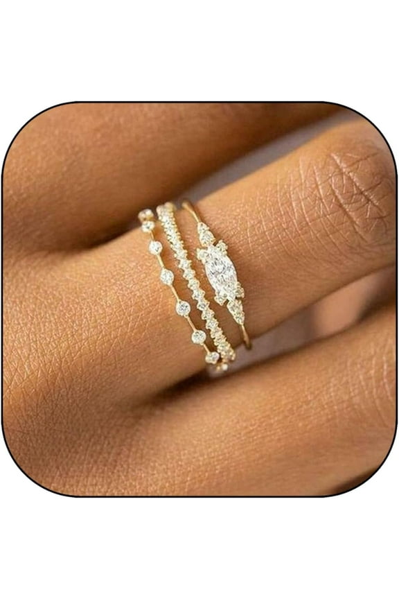 Stackable Gold Rings for Women Set Dainty 14K Trendy Gold Plated Non Tarnish Stacking Cubic Zirconia Fashion Ring Jewelry Size 6 7 8 9 10