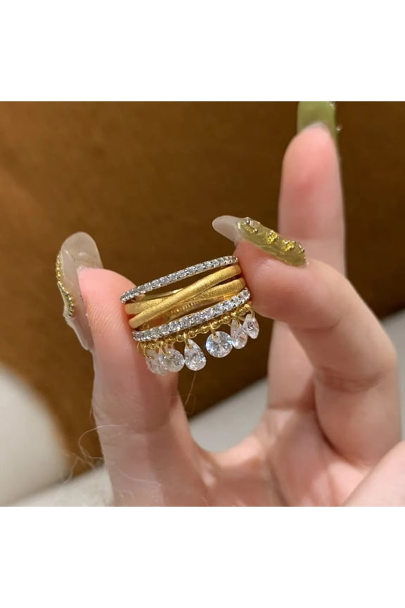 Stackable Gold Rings for Women Trendy Dainty 14K Gold Plated Stacking Cubic Zirconia Thumb Ring