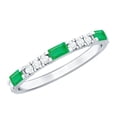 thumbnail image 1 of Rosec Jewels Stackable Green Emerald and Diamond Ring in Prong Setting (AAA Quality), 14K White Gold, US 7.00, 1 of 8