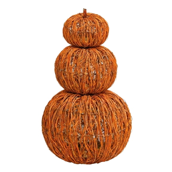 Stackable Halloween Pumpkin Decorations, Rustic Woven Rattan Pumpkin Decor Set, Stackable Harvest Table Centerpiece for Fall Seasonal Home Decor, Farmhouse Fall Porch Halloween Decoration