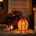 thumbnail image 1 of Stackable Halloween Pumpkins, 3-Tier Halloween LED Pumpkin，Skeleton Cutout Metal Pumpkin Lights, Warm Glow Decor for Front Porch Yard Indoor Outdoor Halloween  Decorations, 1 of 6