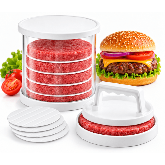 Stackable Hamburger Press Patty Maker, Burger Patty Maker and Storage