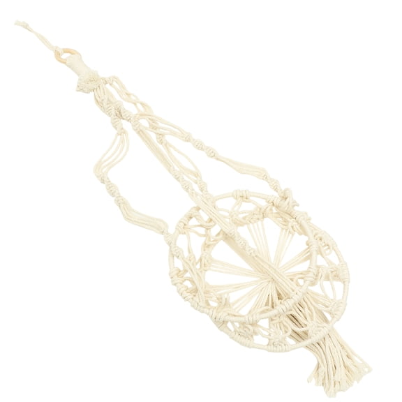 WHAMVOX 1Pcs Macrame Hanging Fruit Basket Beige Cotton Rope Handwoven Nordic Style for Kitchen Use and Home Decoration