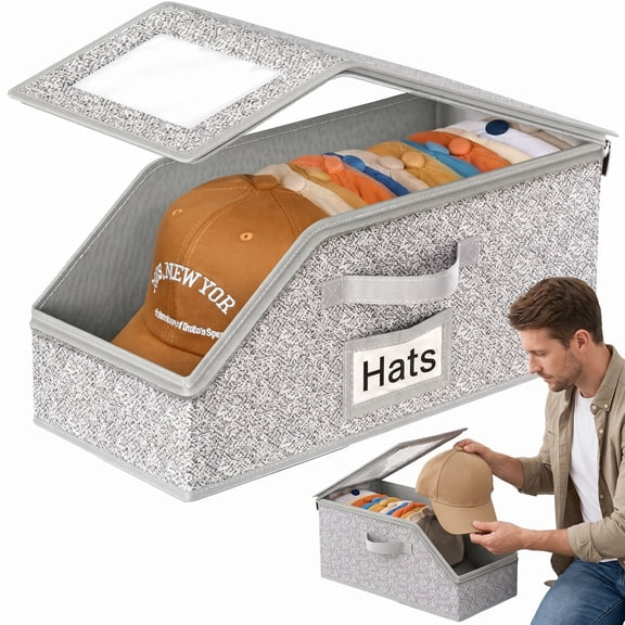 Stackable Hat Organizer & Baseball Cap Storage for Closet, Hat Holder Rack Hat Box for Men Ball Cap Organizer, Organizador de Gorras