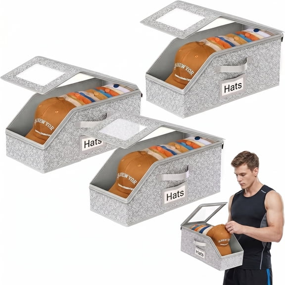 Stackable Hat Organizer & Baseball Cap Storage for Closet, Hat Holder Rack Hat Box for Men Ball Cap Organizer, Organizador de Gorras