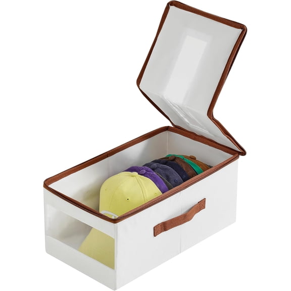 Stackable Hat Organizer for Baseball Caps, Hat Storage Holder Container for Closet Hold Up to 12 Caps with Clear Window, Hat Boxes for  Storage (White, 1 )
