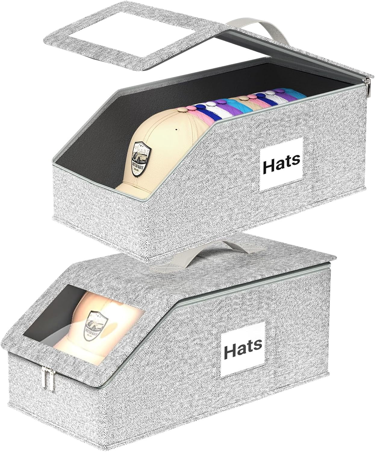 Stackable Hat Storage Stackable Hat Organizer for Baseball Caps - 2 Pack Holds 26 Caps, Dust ...