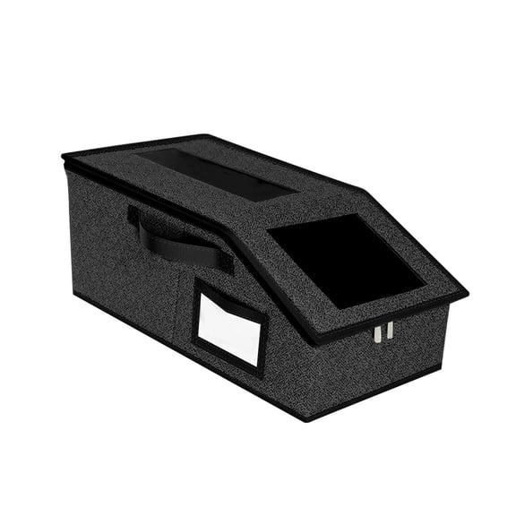 Stackable Hat Storage for Baseball Caps, Hat Storage Boxes for Closet, Holds up to 30 Caps with Cardboard, Hat Organizer for Women & Men(Two Clear Window) (Black)