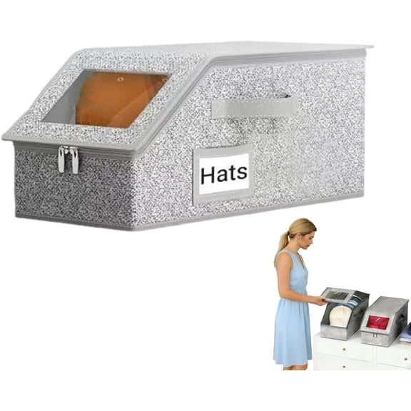 Stackable Hat Storage Boxes for Baseball Caps, Space-Saving Organizer with Large Capacity, Clear Window & Shape Protection for Closet Storage