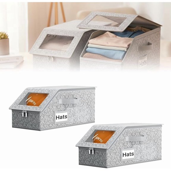Stackable Hat Storage for Baseball Caps, Clear Window Box, Breathable Cap Organizer for Closet, Holds Snapback Trucker Hats, Space-Saving, 3 Colors
