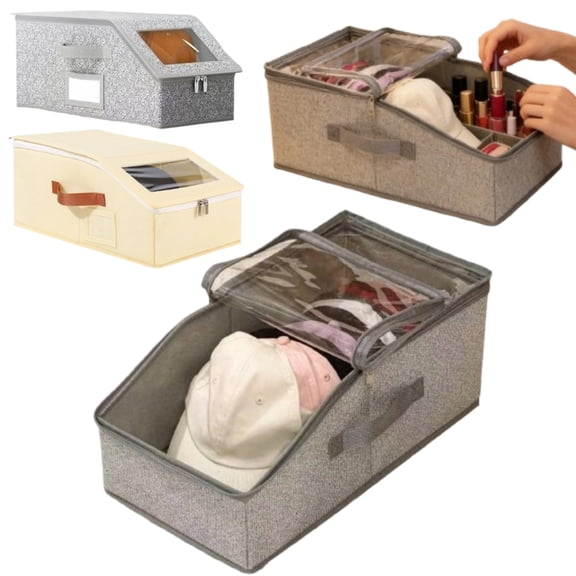 Stackable Hat Storage for Baseball Caps, Hat Storage Boxes for Closet, Holds up to 20 Caps with Cardboard, Hat Organizer for Women & Men, Brown