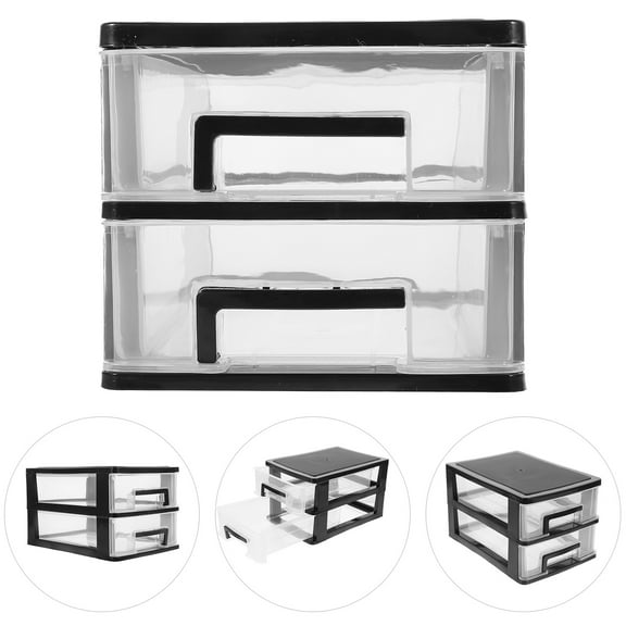 2 Layers Transparent Desktop Drawer Organizer Plastic Mini Cosmetics Storage Box for Office Home