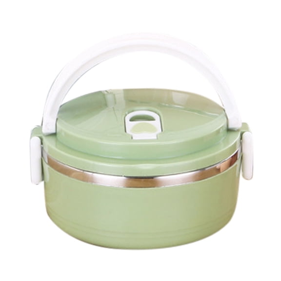 Stackable Hot Food Thermal Lunch Containers Insulated Stainless Steel Round Sealed Layer Green