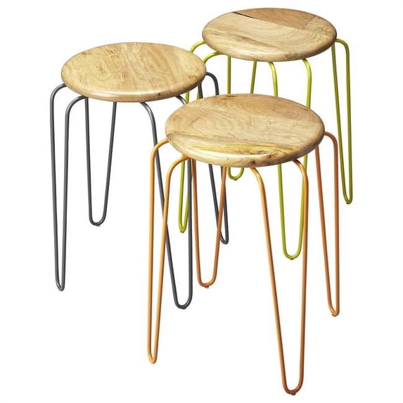 Stackable Iron Colored Stools, Multi Color