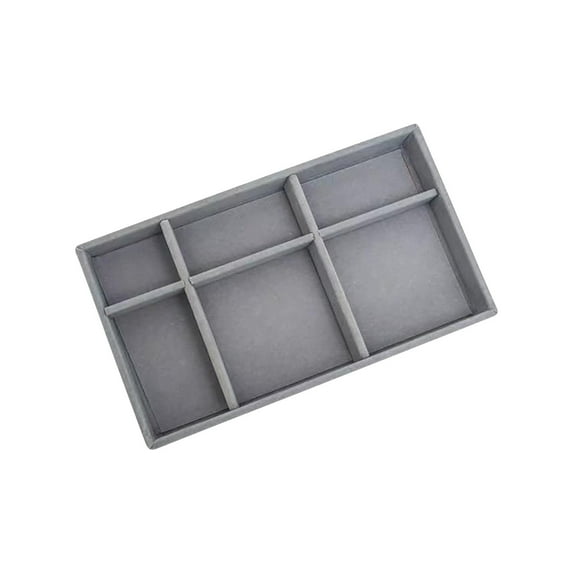 Stackable Jewelry Organizer Trays - 5-Layer Velvet Lined Storage Box for Earrings/Rings/Necklaces, Desktop Display with Removable Dividers (Gray)