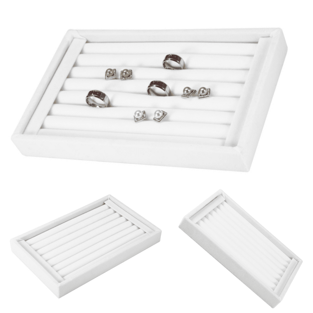 Stackable Jewelry Organizer Trays, 7 Rows Velvet Jewelry Display Case
