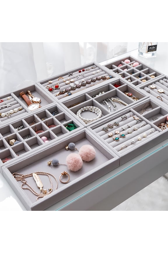 Stackable Jewelry Storage Trays Organizer Jewelry Storage Display Trays for Drawer, Earring Necklace Bracelet Ring Organizer,Removable Easy to Clean