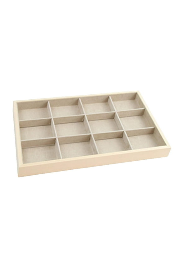 Stackable Jewelry Tray Case Storage Display Showcase Box Container Oragnizer Inserts Wood for Necklace Bracelet Ear Pendants 12 Grids Tray