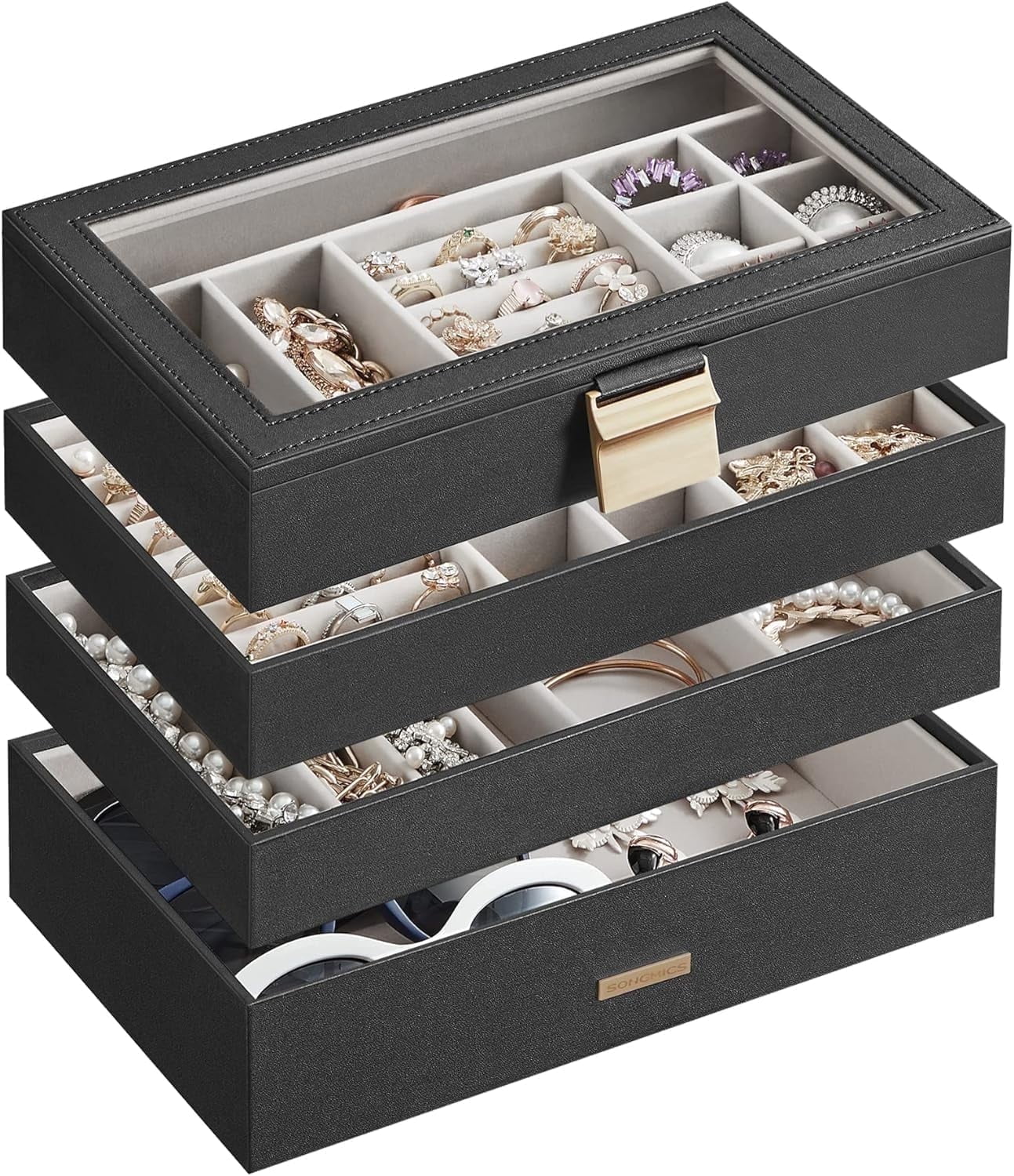 Stackable Jewelry Trays 4-Tier Jewelry Box Drawer Jewelry - Main Image