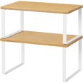 thumbnail image 1 of Stackable Kitchen Cabinet Shelves Organizer 2PCS - Bamboo-White, 1 of 5